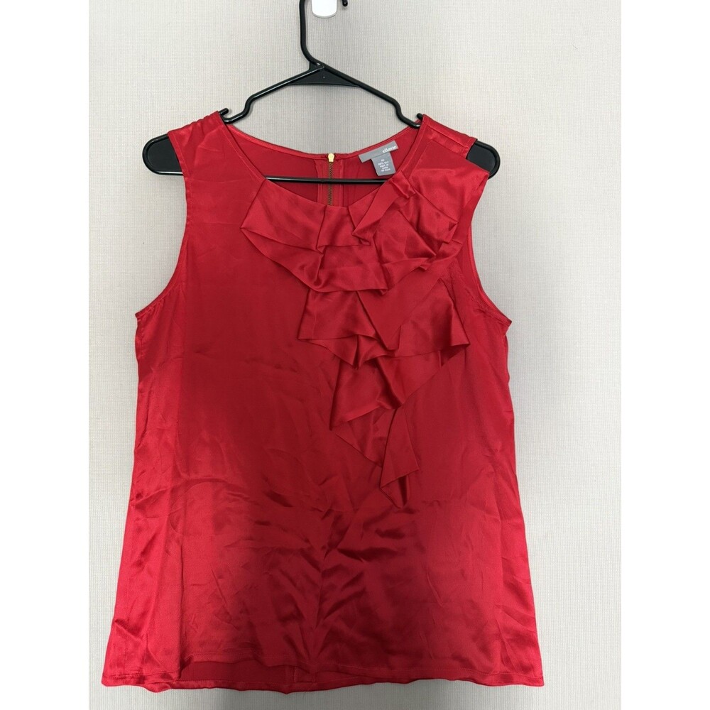 Silk Top Medium 10 Red Women Asymmetrical Cascading Front Holliday Business